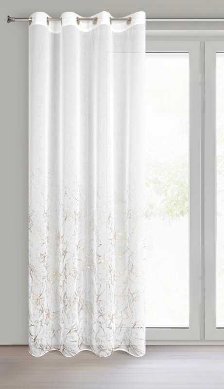 Zasłona gotowa biała 140 x 250 cm – z błyszczącym nadrukiem
