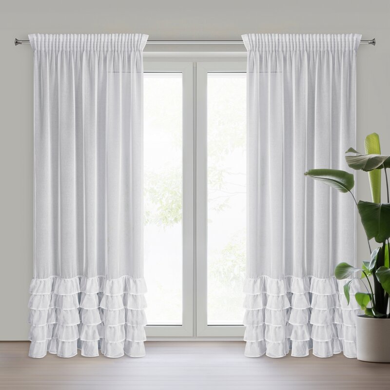 Firana gotowa Carli na taśmie biała 140 X 270 CM – idealna do salonu i sypialni