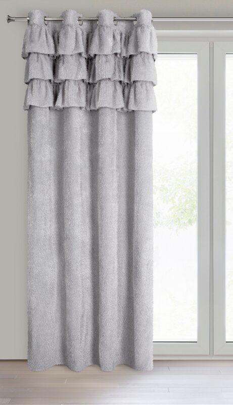 Zasłona gotowa Agis 2 z falbanami srebrna 140 X 250 cm – dodaje wnętrzu lekkości