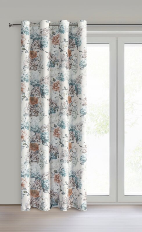 Zasłona gotowa Anett kremowa 140 X 250 cm – z kwiatowym wzorem