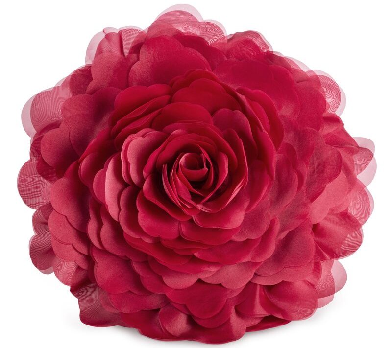 Poszewka dekoracyjna Flores bordowa Ø 40 cm – welwetowy kwiat 3D
