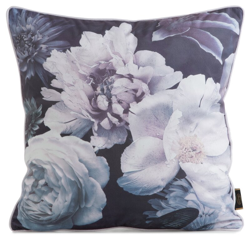 Poszewka Velvet florystyczna fioletowa 45 x 45 cm – doda uroku wnętrzu
