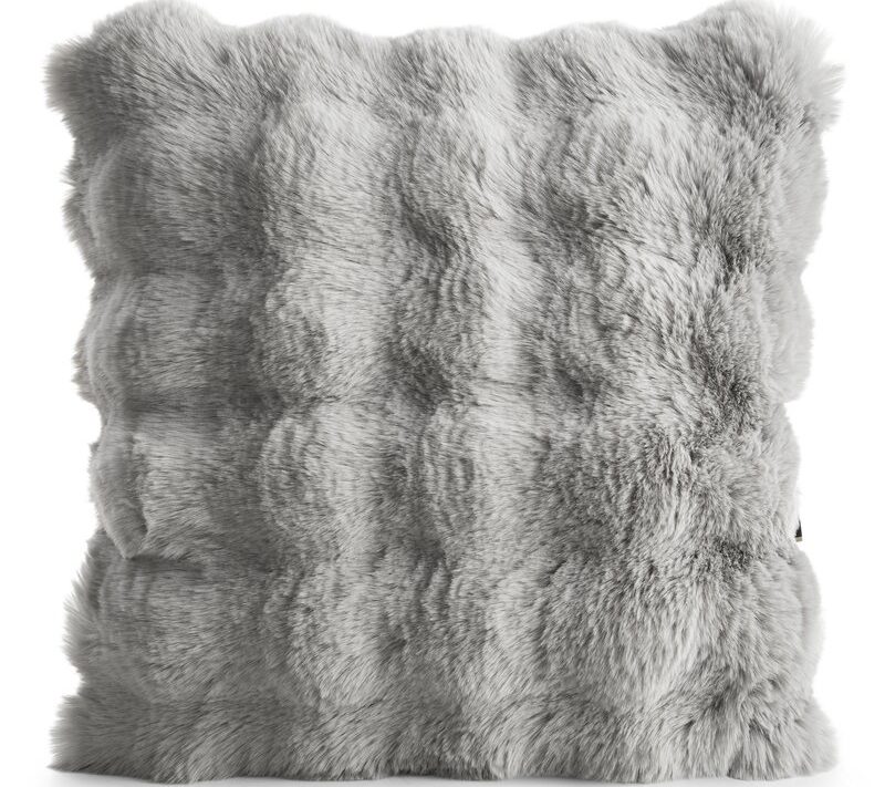 Poszewka futrzana Lily srebrna 45 x 45 cm – miękka i przytulna