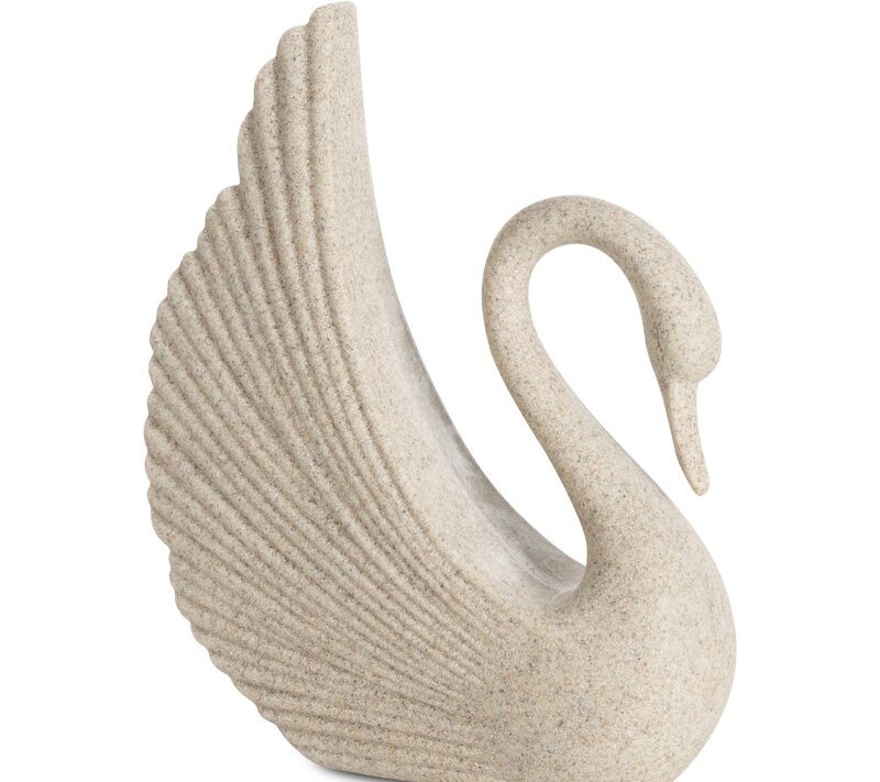 Figurka ceramiczna Logan 05 beżowa 15 X 6 X 18 CM – w kształcie łabędzia