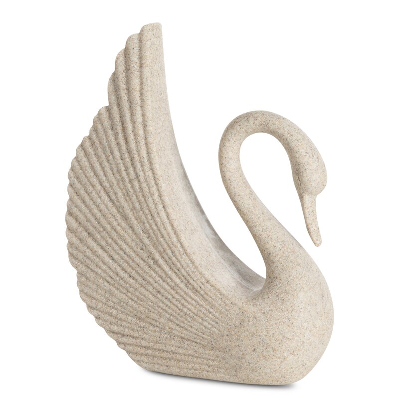 Figurka ceramiczna Logan 05 beżowa 15 X 6 X 18 CM – w kształcie łabędzia