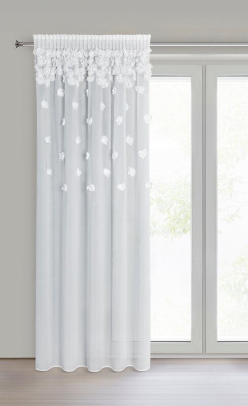 Firana gotowa Diana 3 biała 140 X 270 cm – z romantycznymi różami
