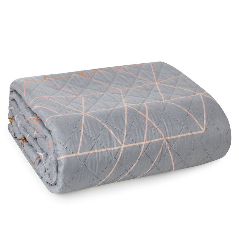 Narzuta D91 GEO 02 stalowa 200 X 220 CM – miękka mikrofibra