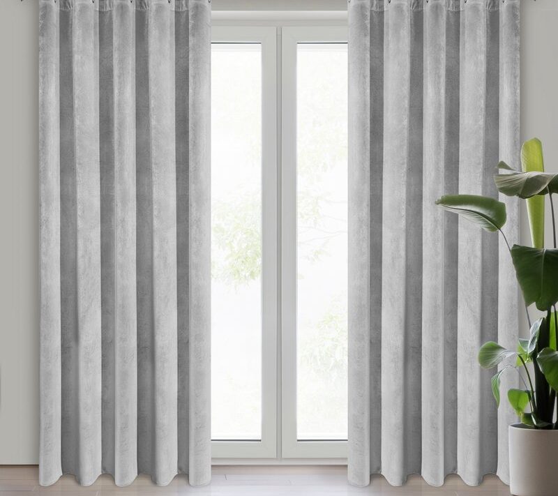 Zasłona gotowa Villa stalowa 140 x 250 cm – zaciemniająca i stylowa