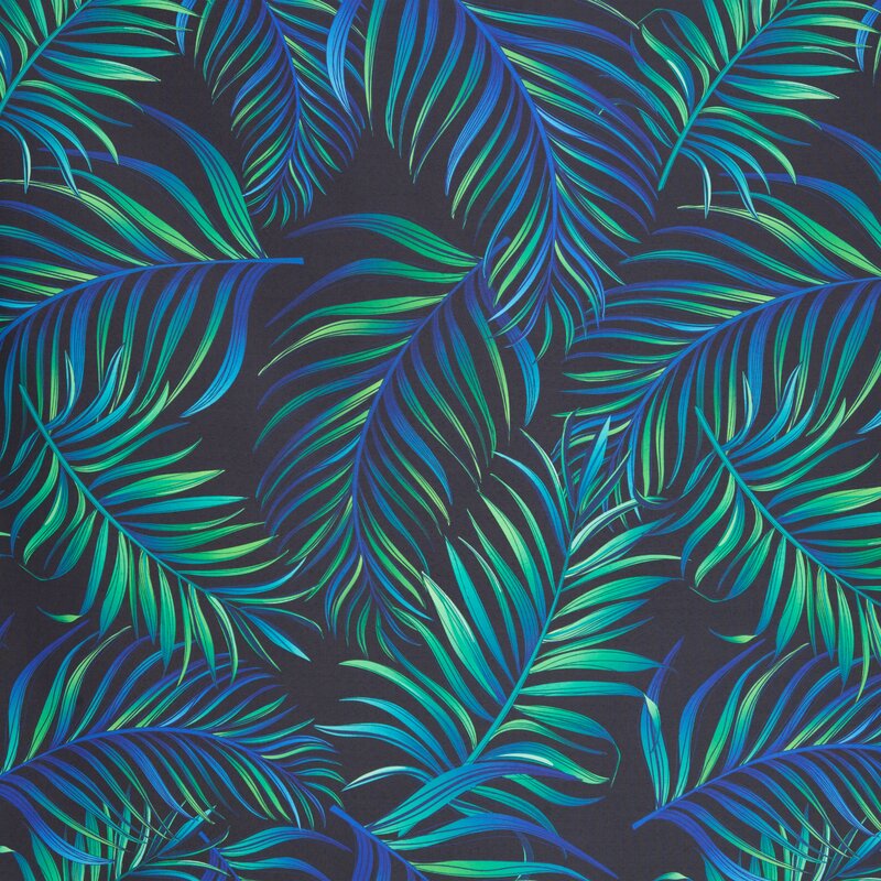 Zasłona gotowa D91 Palms czarna 140 x 250 cm – wprowadza egzotyczny klimat