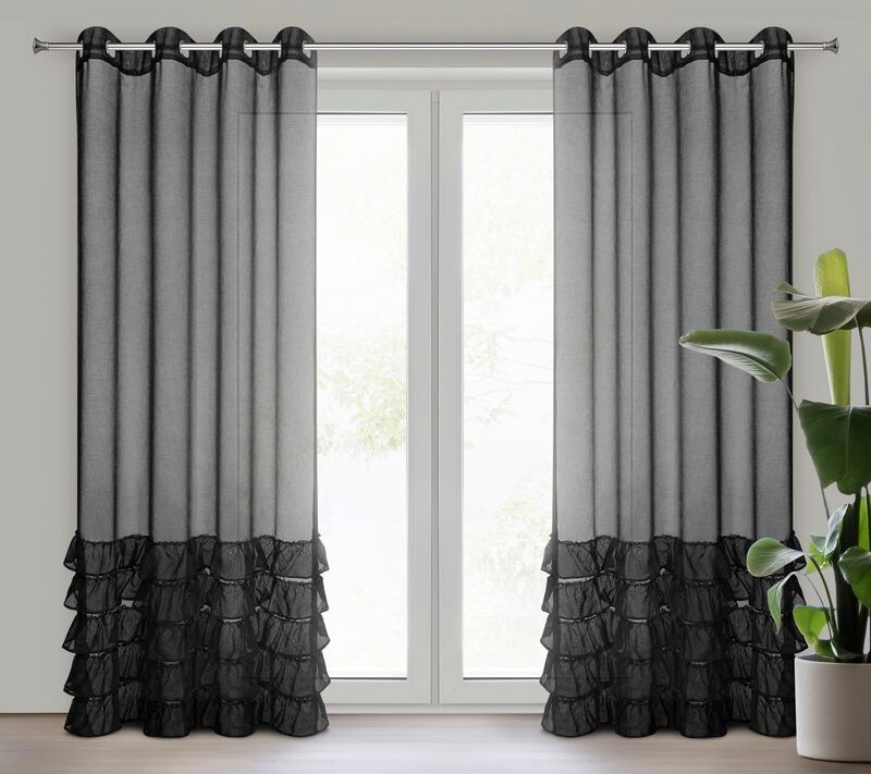 Zasłona gotowa Dani czarna 140 x 250 cm – subtelnie filtruje światło