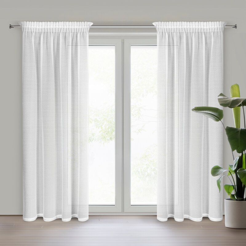 Firana gotowa na taśmie Vanesa biała 140 X 270 CM – lekka struktura siatki