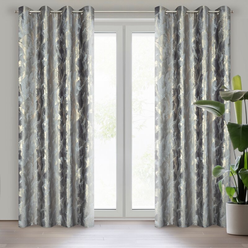 Zasłona gotowa Melody stalowa 140 x 250 cm – zaciemnia pomieszczenie