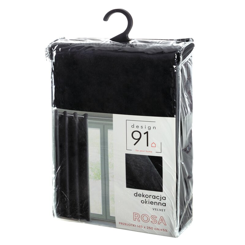 Zasłona gotowa D91 czarna 140 x 250 cm – zaciemnia i chroni