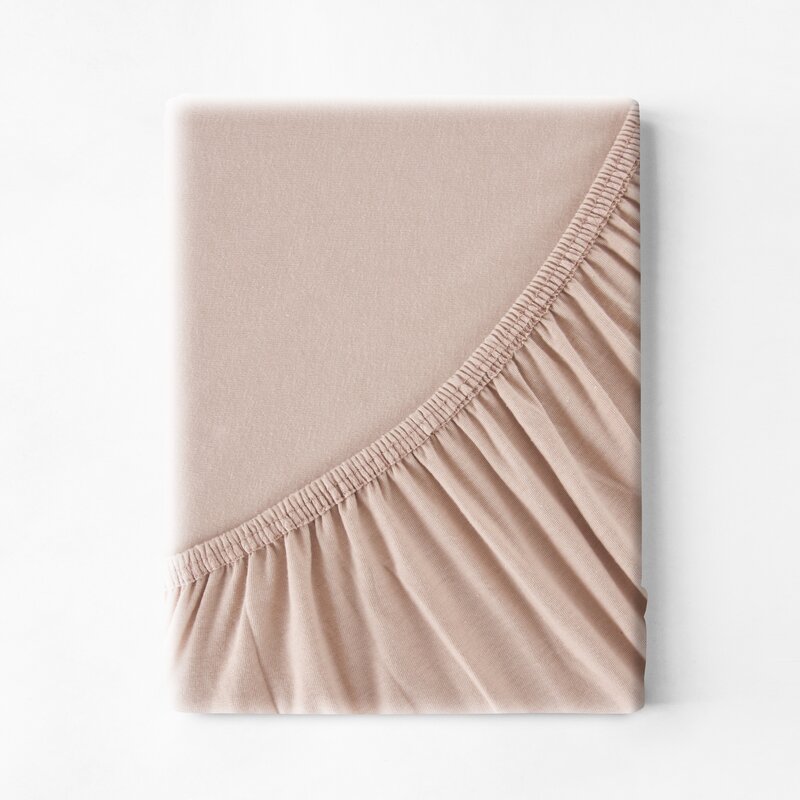 Prześcieradło jersey beżowe 240 x 220 x 30 cm – idealne na lato