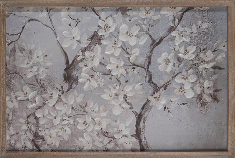 Obraz ręcznie malowany Kwiaty beżowy 60 X 40 cm – wprowadza harmonię