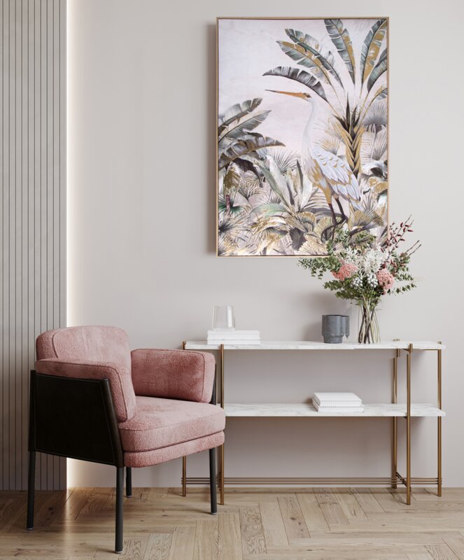 Obraz ręcznie malowany egzotyczny motyw biały 50 X 70 cm – ożywia wnętrze