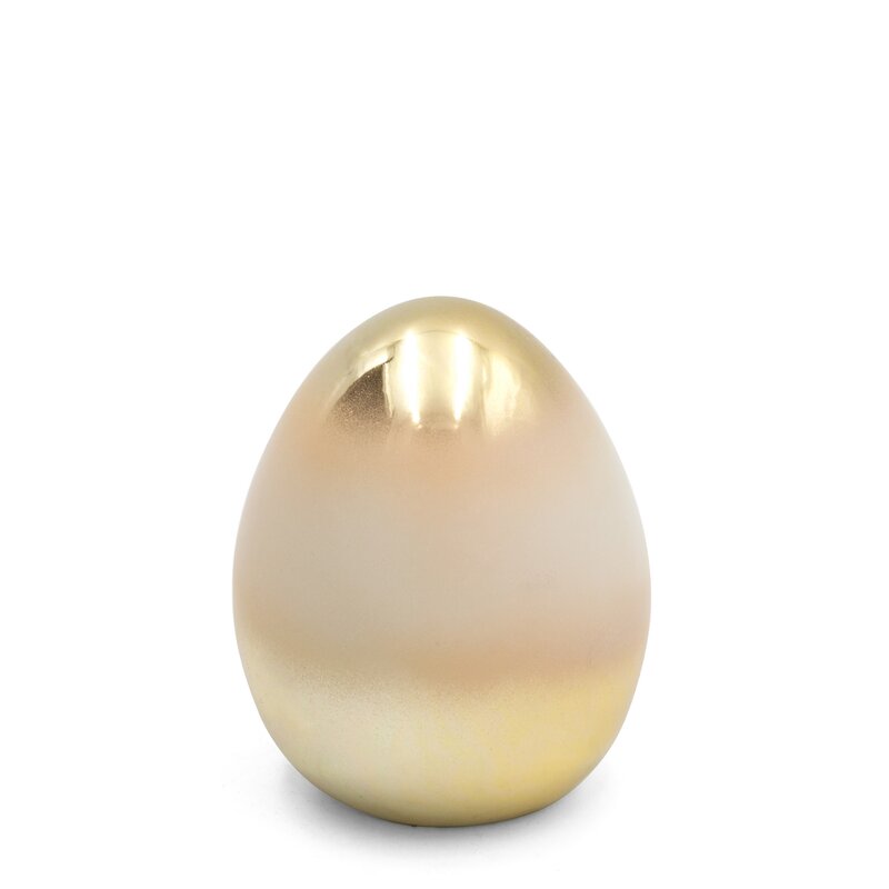 Figurka wielkanocna w kształcie jajka kremowa 9x9x11 cm – doda blasku aranżacji
