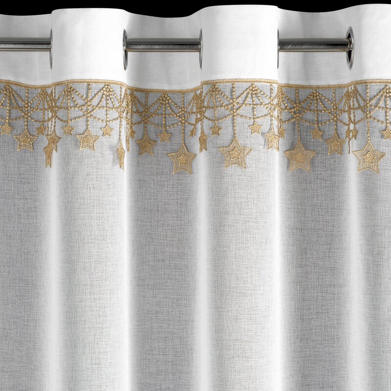 Firana gotowa świąteczna biała 140x250 cm – gotowa do zawieszenia