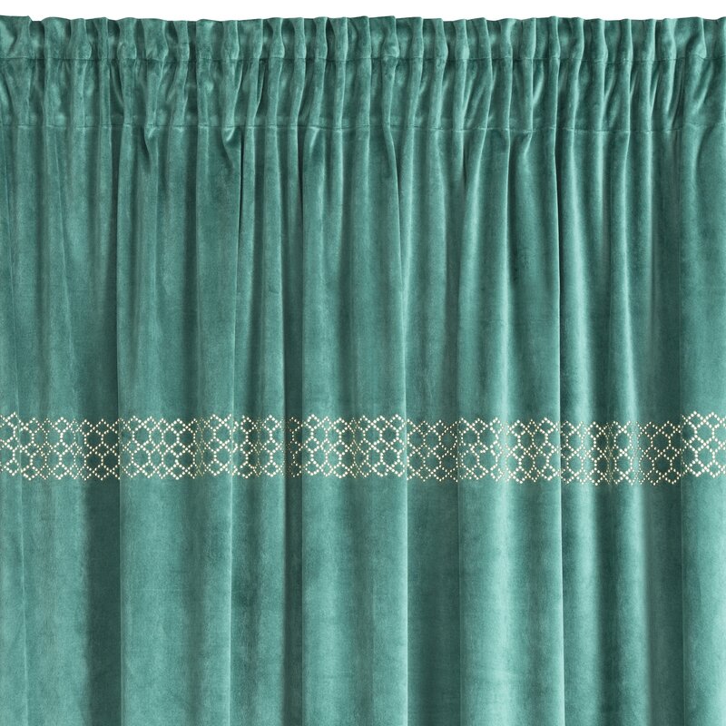 Zasłona gotowa Jovita zielona 140 x 270 cm – zaciemniająca welwet