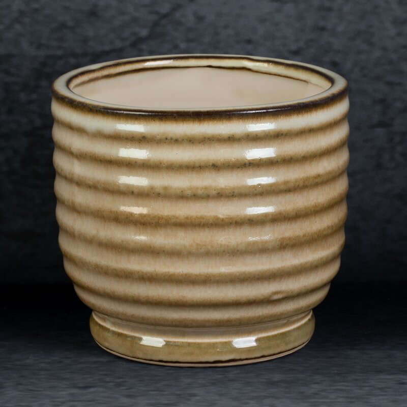 Doniczka ceramiczna jasnobrązowa fi 14 x 13 cm – do stylowych aranżacji