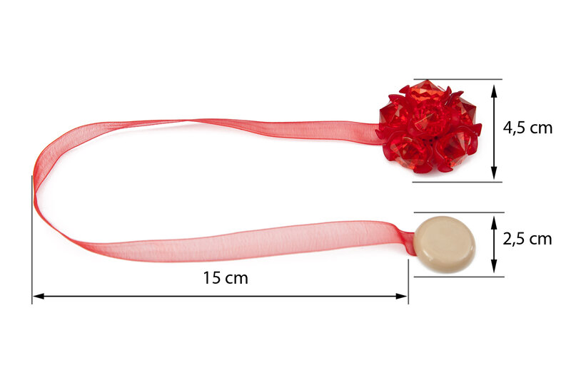 Upinacz dekoracyjny z magnesem czerwony 15 cm – podkreśl piękno firan