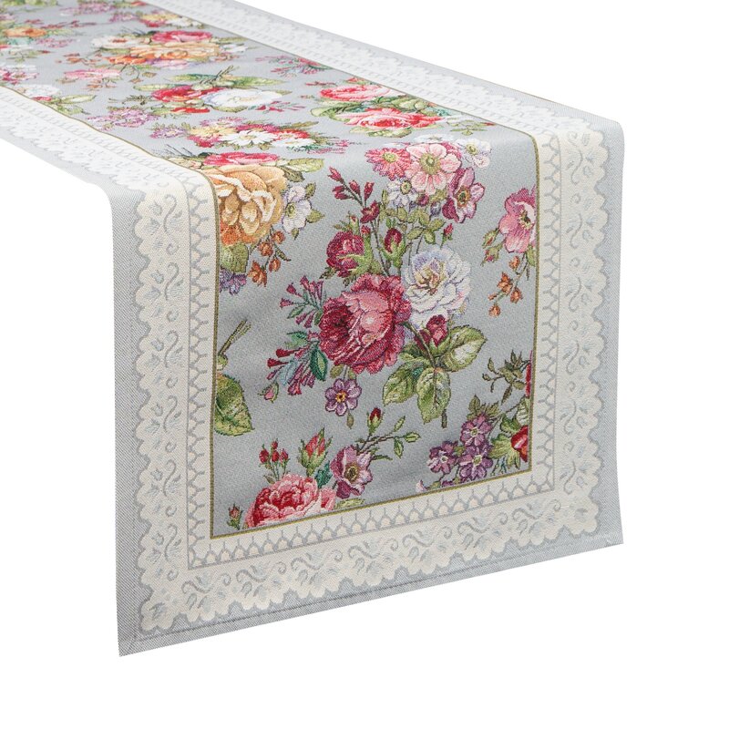 Gobelinowy bieżnik GOB/CHO/1175 popielaty 45x140 cm – ozdoba stołu