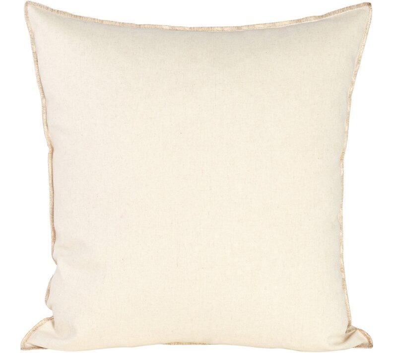 Poszewka lniana Len 4 kremowa 45 X 45 cm – miękka ze złotym obszyciem
