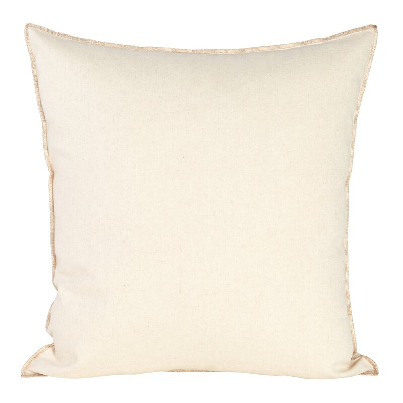 Poszewka lniana Len 4 kremowa 45 X 45 cm – miękka ze złotym obszyciem