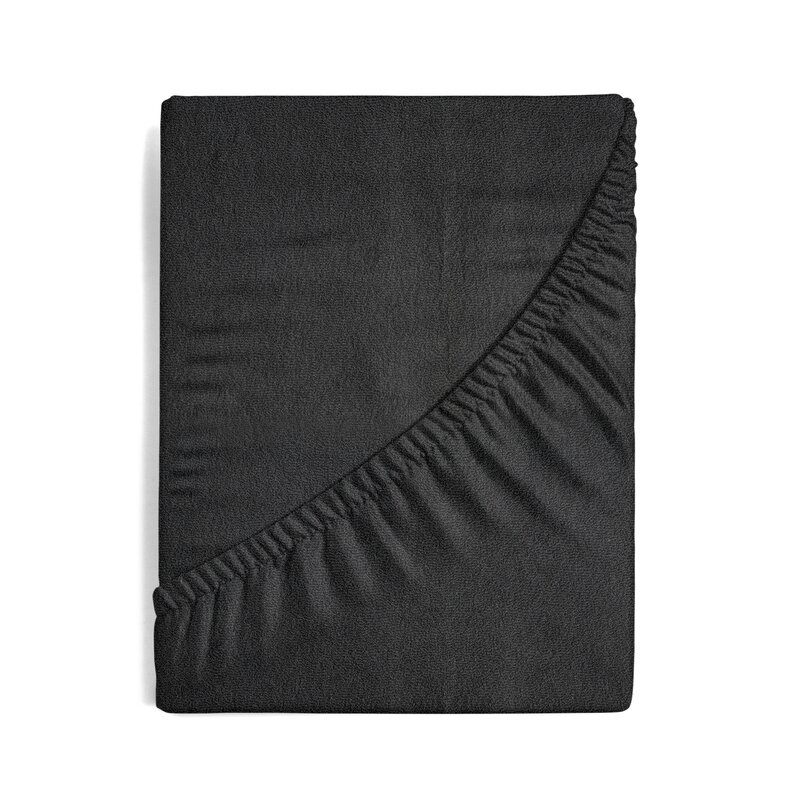 Prześcieradło frotte czarne 140x200 cm – miękkie i stabilne