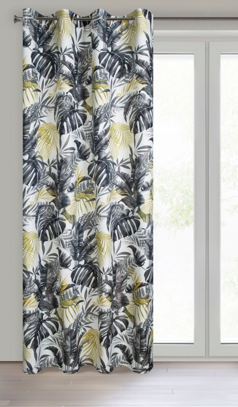 Zasłona gotowa Nelly biała 140 X 250 CM – z tropikalnym wzorem