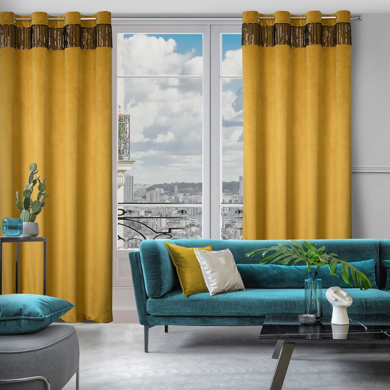 Zasłona gotowa Jasper złota 140 X 250 cm – welwetowa z cekinami