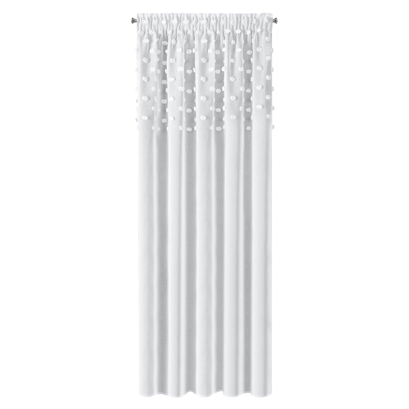 Zasłona gotowa Stella biała 140 X 270 cm – z delikatnymi pomponikami