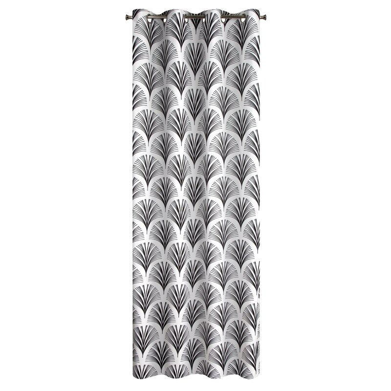 Zasłona gotowa KARIN biała 140 X 250 CM – z geometrycznym wzorem Art Deco