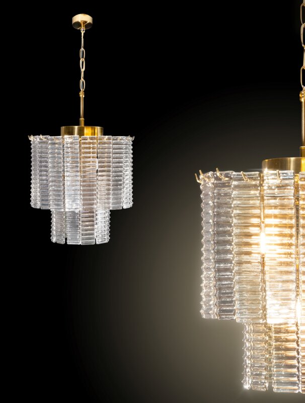 Lampa wisząca Dalia złota fi 32 X 40 cm – z kloszami ze szkła