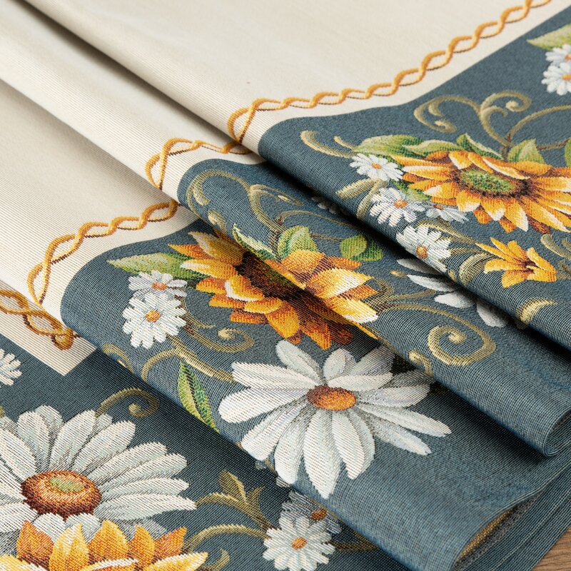 Obrus gobelinowy słoneczniki granatowy 140x180 cm – doda ciepła wnętrzu