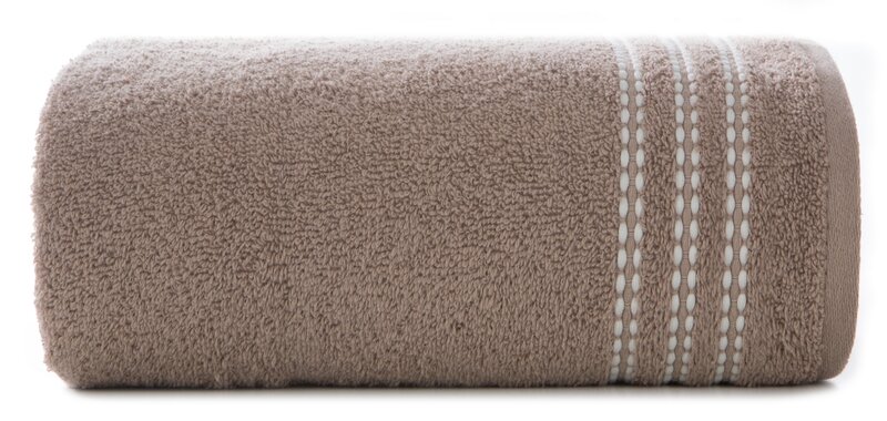 Ręcznik łazienkowy 30X50 cm bawełniany kolor brązowy z ozdobną bordiurą 480 g/m2 SEBA – miękki i chłonny