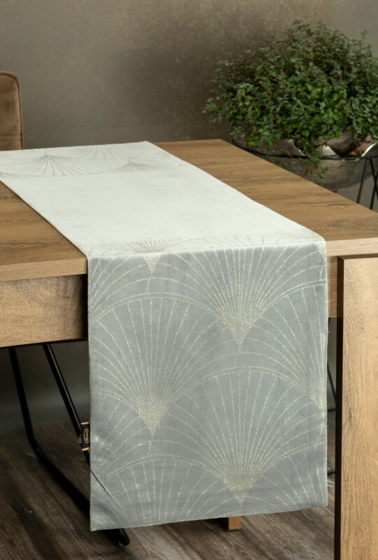 Obrus błyszczący Blink popielaty 35 x 140 cm – elegancka dekoracja stołu