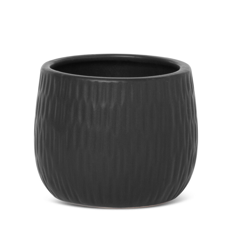 Doniczka ceramiczna czarna fi 12 x 10 cm – podkreśla zieleń roślin