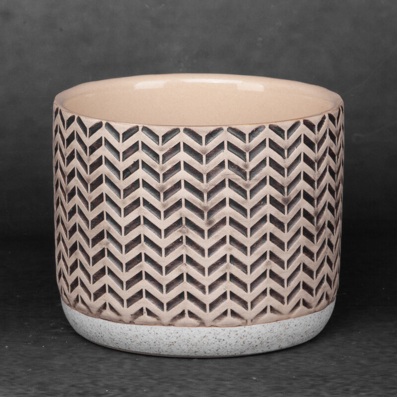 Doniczka ceramiczna kremowa fi 12 x 10 cm – do roślin na parapet