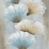 Obraz ręcznie malowany pastelowy motyw liści beżowy 50 X 70 cm – wprowadza harmonię