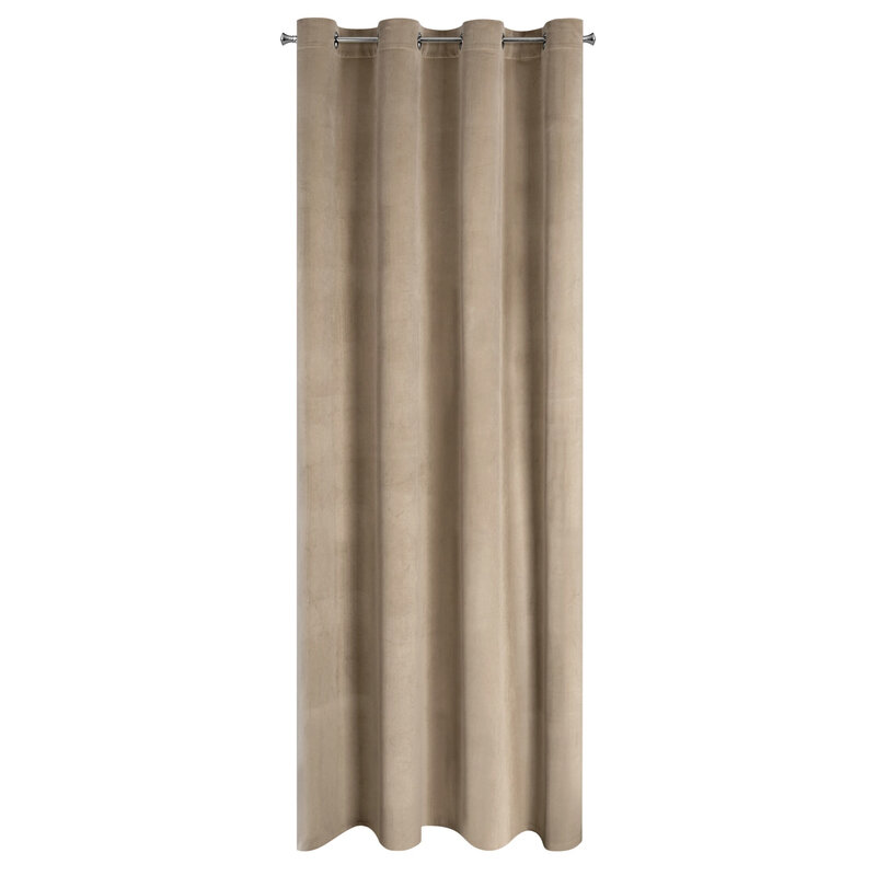 Zasłona gotowa ciemnobeżowa 140 x 250 cm – zaciemniająca welwet