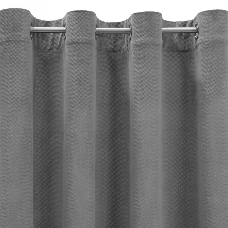 Zasłona gotowa Milo stalowa 140 X 250 cm – miękka welwetowa