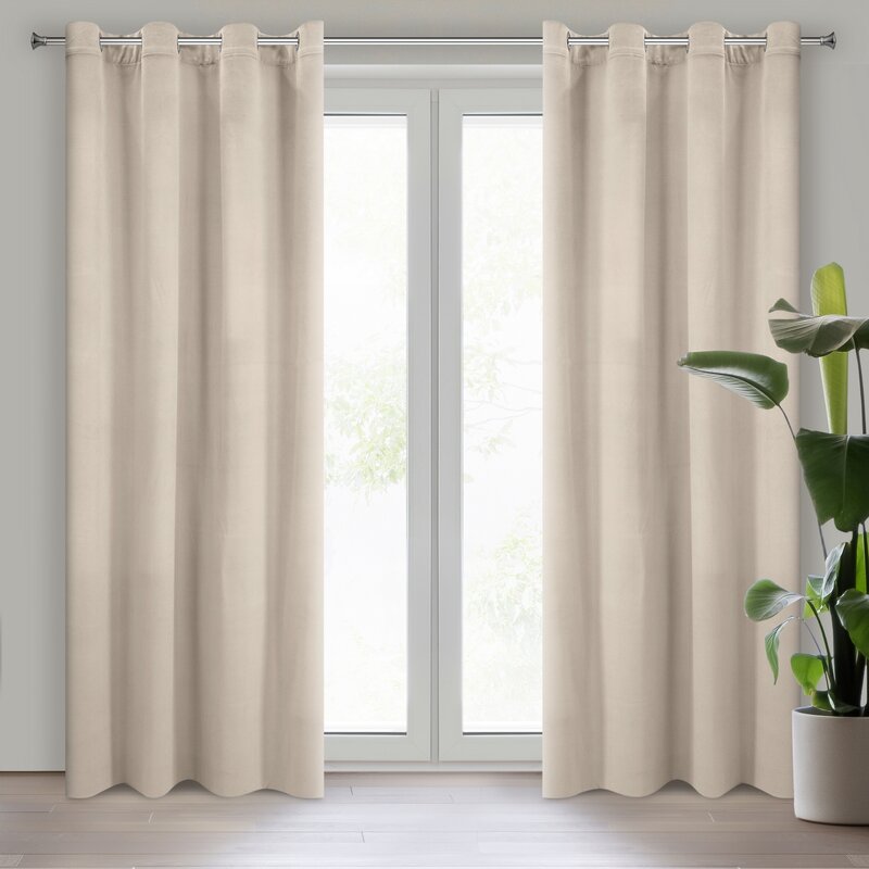 Zasłona welwetowa gotowa MILO beżowa 140 X 250 cm – miękka w dotyku
