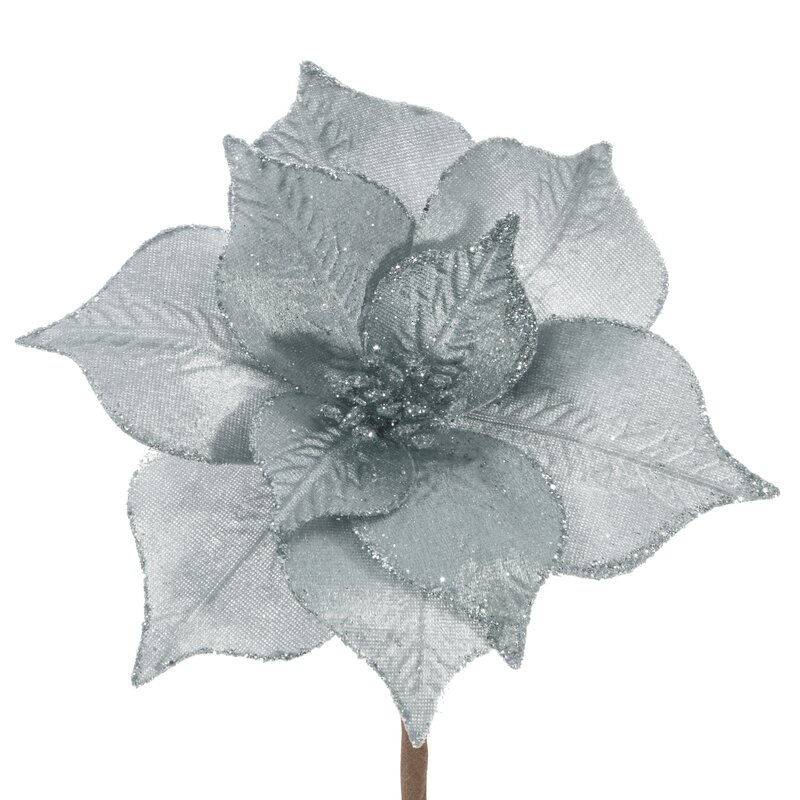 KWIAT ŚWIĄTECZNY 54C 20 CM SREBRNY