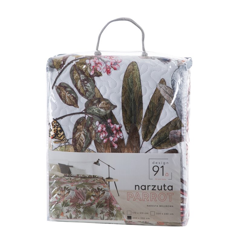 Narzuta D91 Parrot zielona 220 X 240 CM – z tropikalnym wzorem