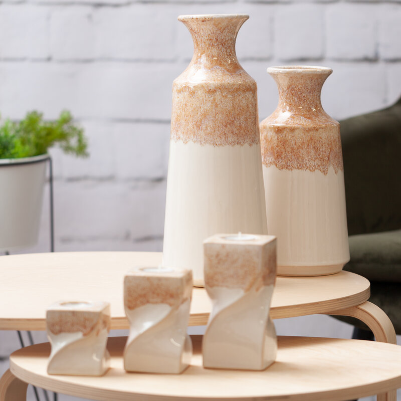 Wazon ceramiczny Ruben kremowy 16 x 40 cm – do dekoracji wnętrz