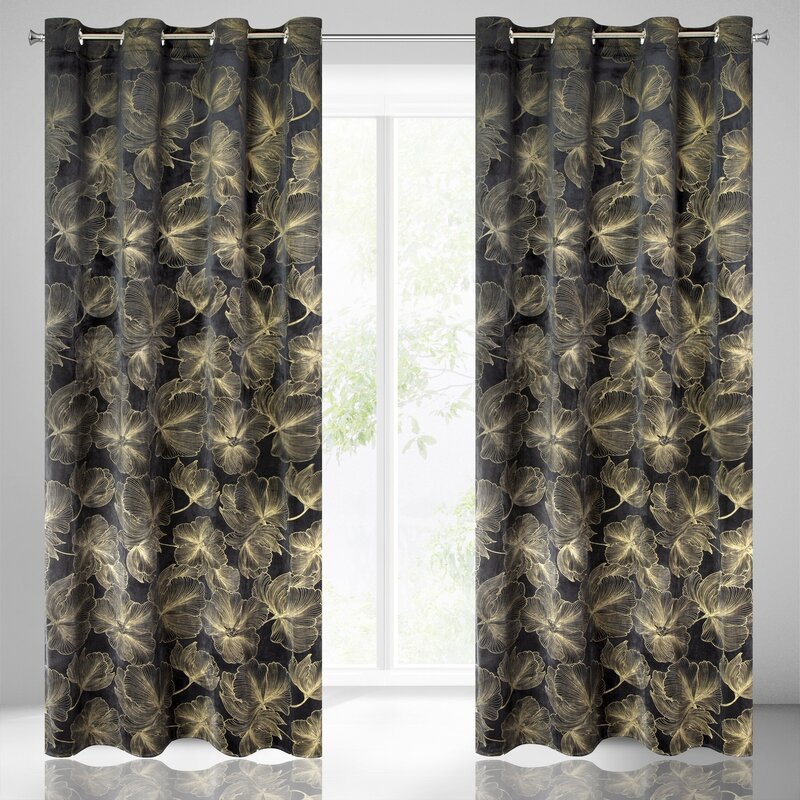 Zasłona gotowa welwet Stella czarna 140 x 250 cm – zaciemnia pomieszczenie