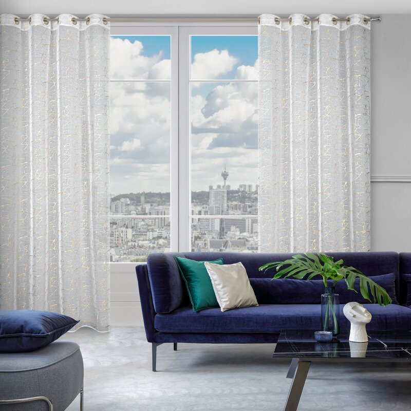 Firana gotowa REVA1 biała 140 X 250 cm – z subtelnym nadrukiem