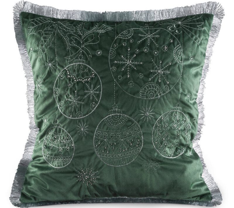 Poszewka świąteczna ciemnozielona 45 x 45 cm – idealna dekoracja
