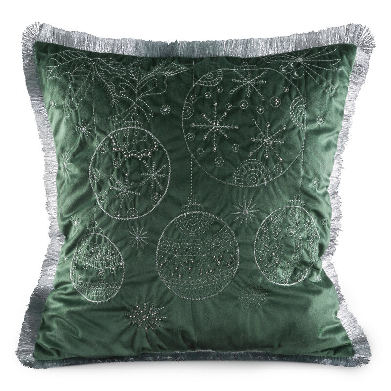 Poszewka świąteczna ciemnozielona 45 x 45 cm – idealna dekoracja